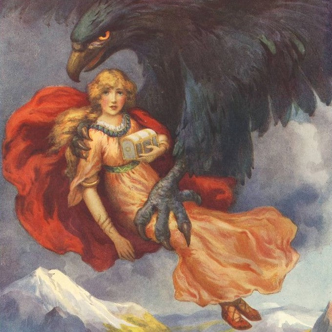 Idunn being abducted by a giant eagle