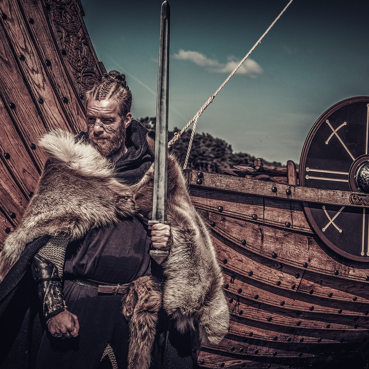 Modern Viking Depiction in Dull Colored Clothing