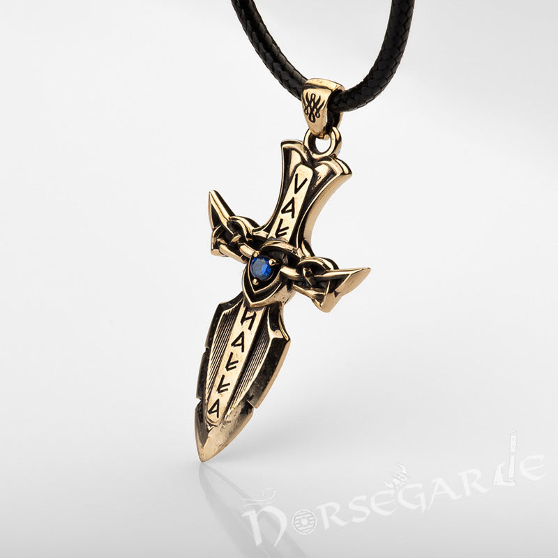 Handcrafted Valhalla Dagger Pendant - Brass