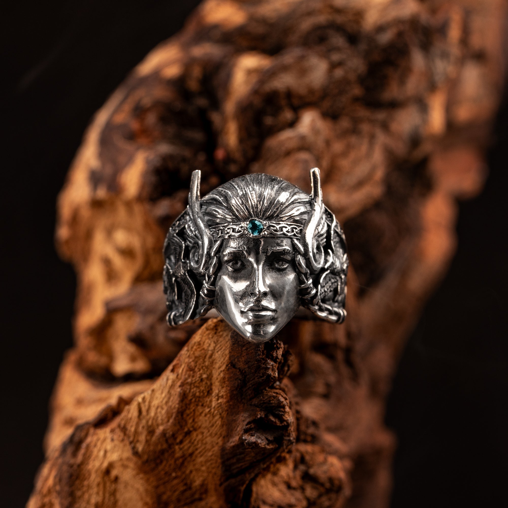 Handcrafted Queen Frigg Ring - Sterling Silver