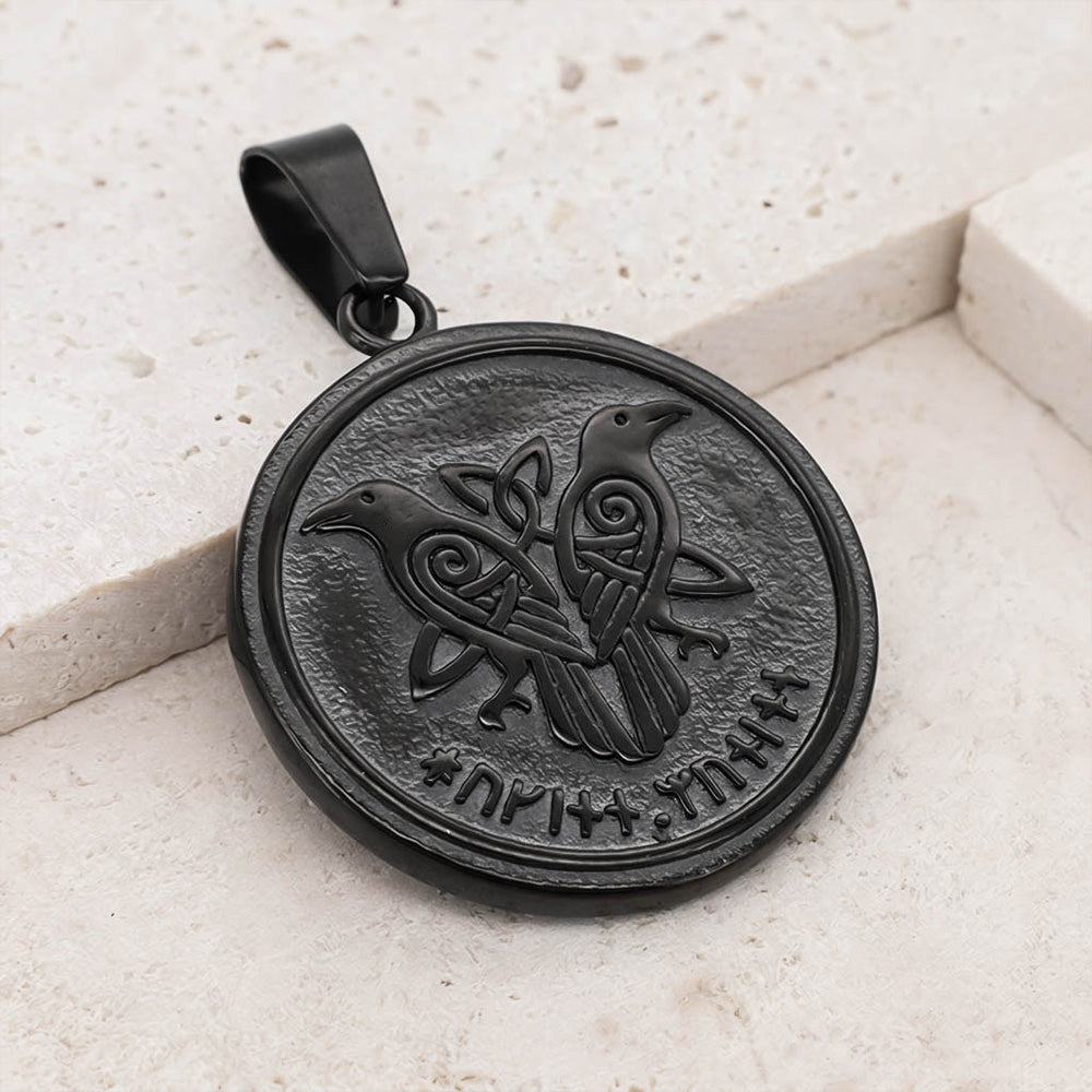 Odin's Whisper Raven Medallion - Stainless Steel