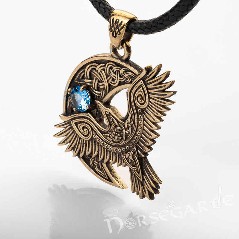 Handcrafted Raven and the Moon Pendant - Brass