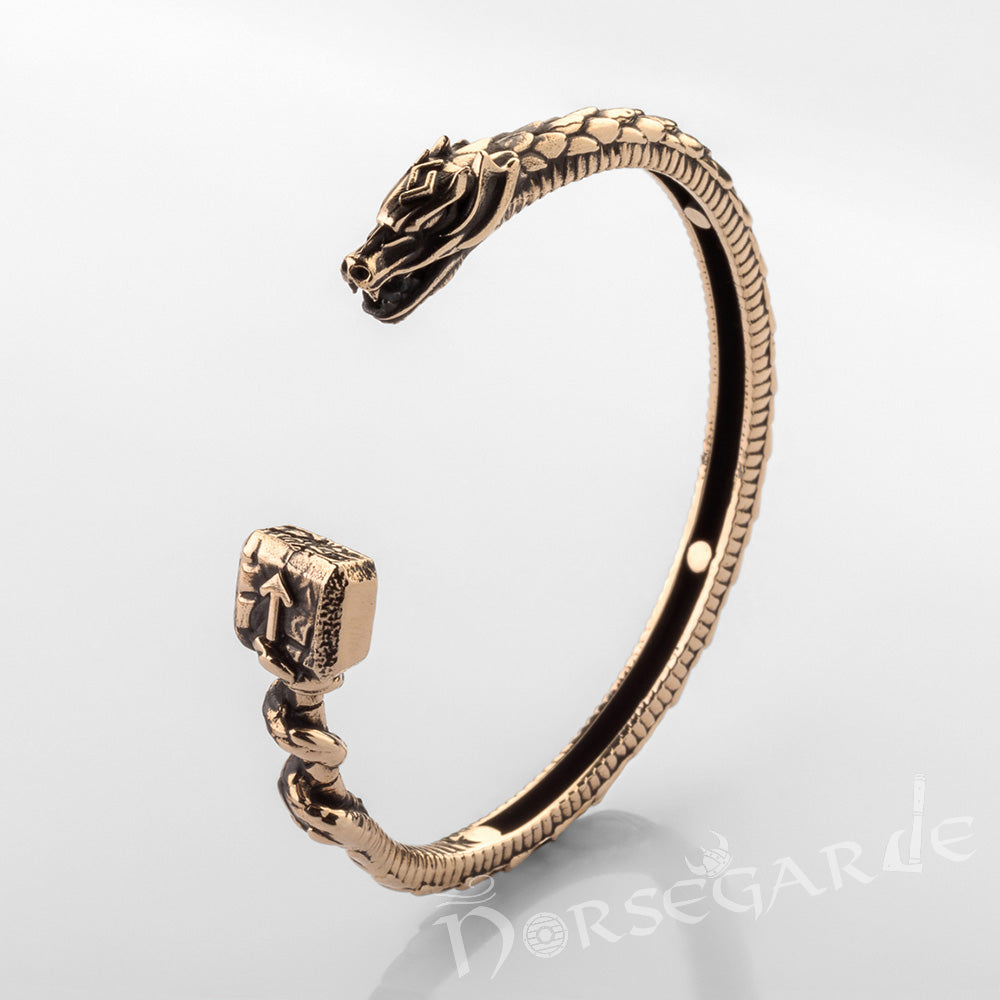 Handcrafted Saga of Ragnarok Bracelet - Brass
