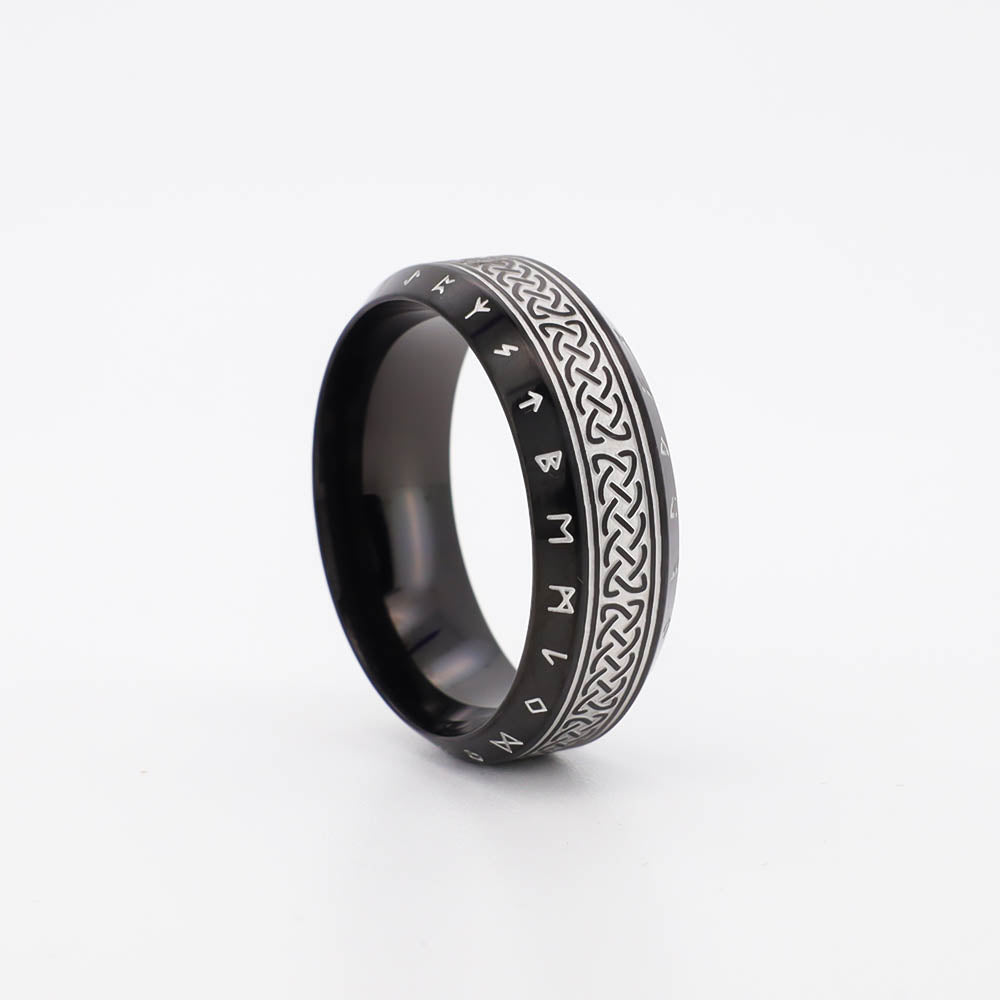 Celtic Ornament Runed Black Band - Stainless Steel