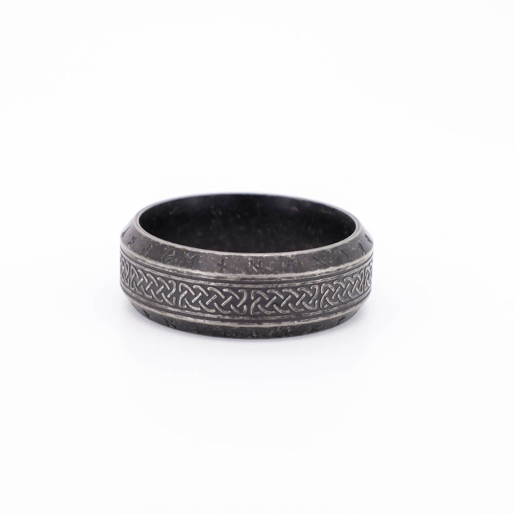 Celtic Ornament Runed Gray Band - Stainless Steel