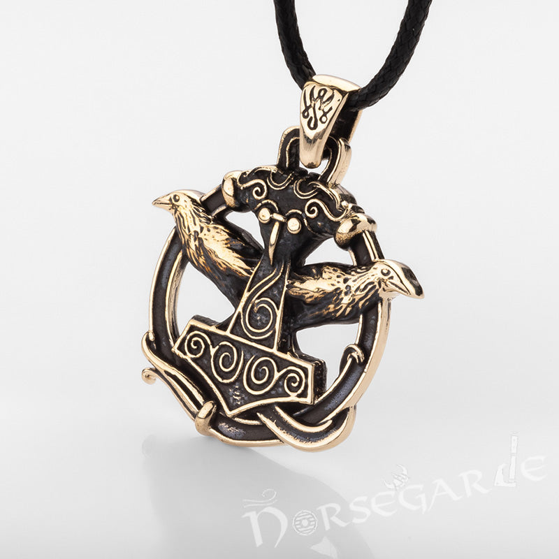Handcrafted Perched Ravens Scania Mjölnir - Brass