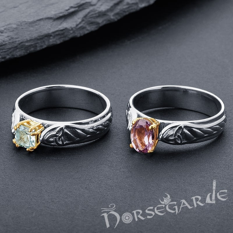 Handcrafted Triquetra Celtic Gemmed Band - Gold