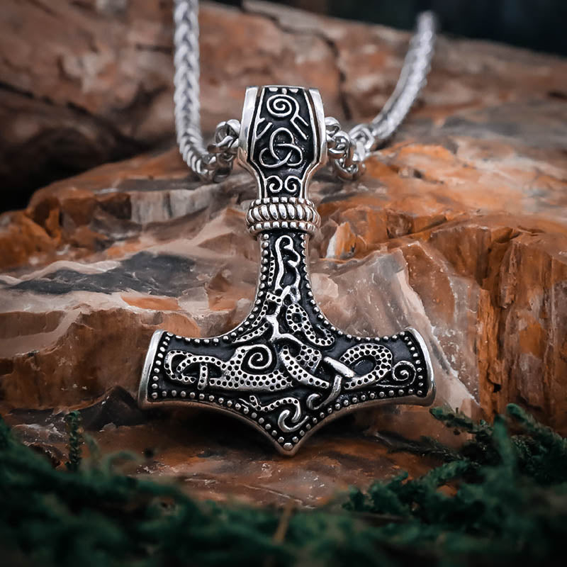 Ornamental Mjölnir Amulet - Stainless Steel