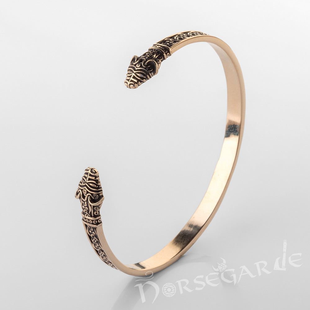 Handcrafted Norse Serpent Arm Ring - Brass