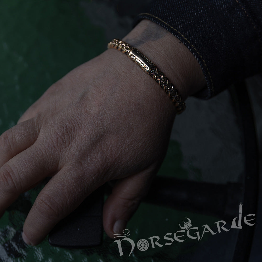 Handcrafted Celtic Raven Torc Bracelet - Brass