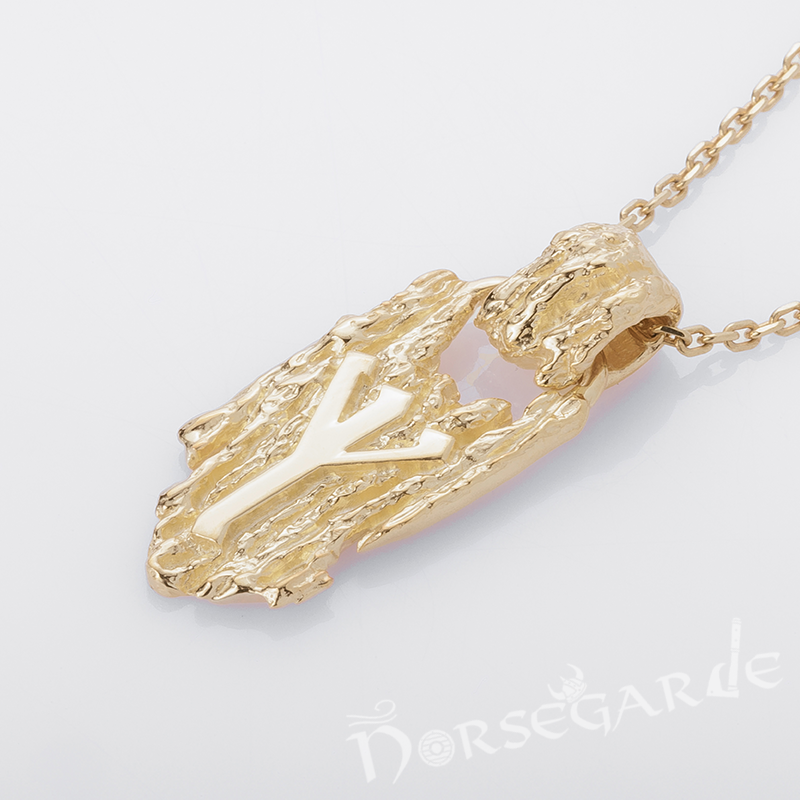 Handcrafted Druid Algiz Pendant - Gold Handcrafted Druid Algiz Pendant - Gold