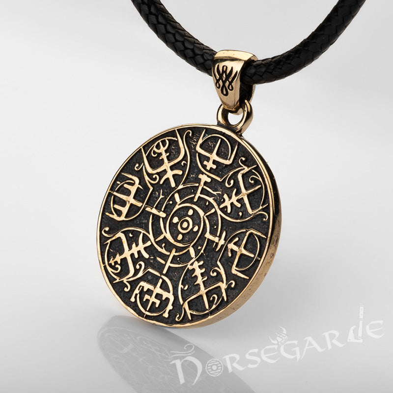 Handcrafted Vegvisir Rune Amulet - Brass