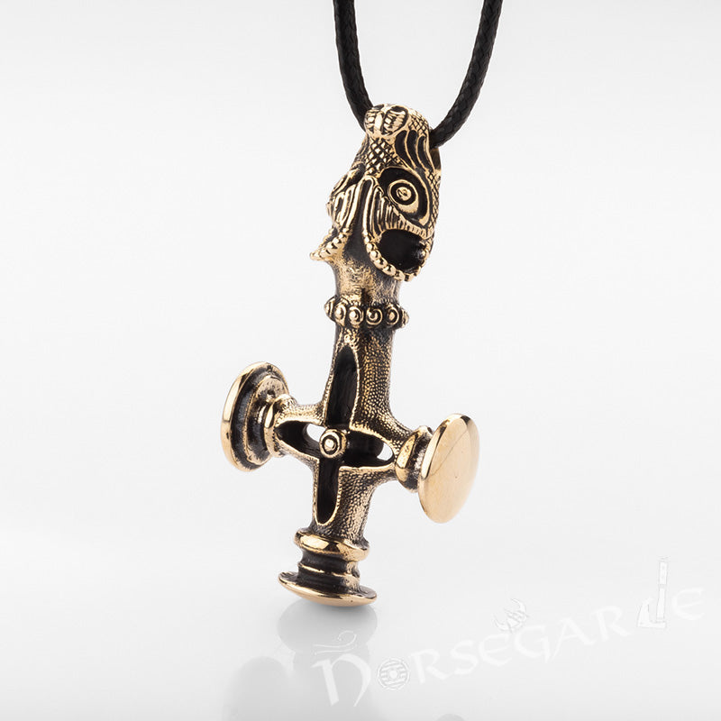 Handcrafted Icelandic Wolf Cross - Brass