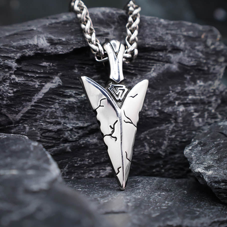 Valknut Gungnir Spearhead Necklace - Stainless Steel
