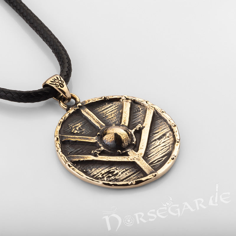 Handcrafted Reinforced Shield Pendant - Brass
