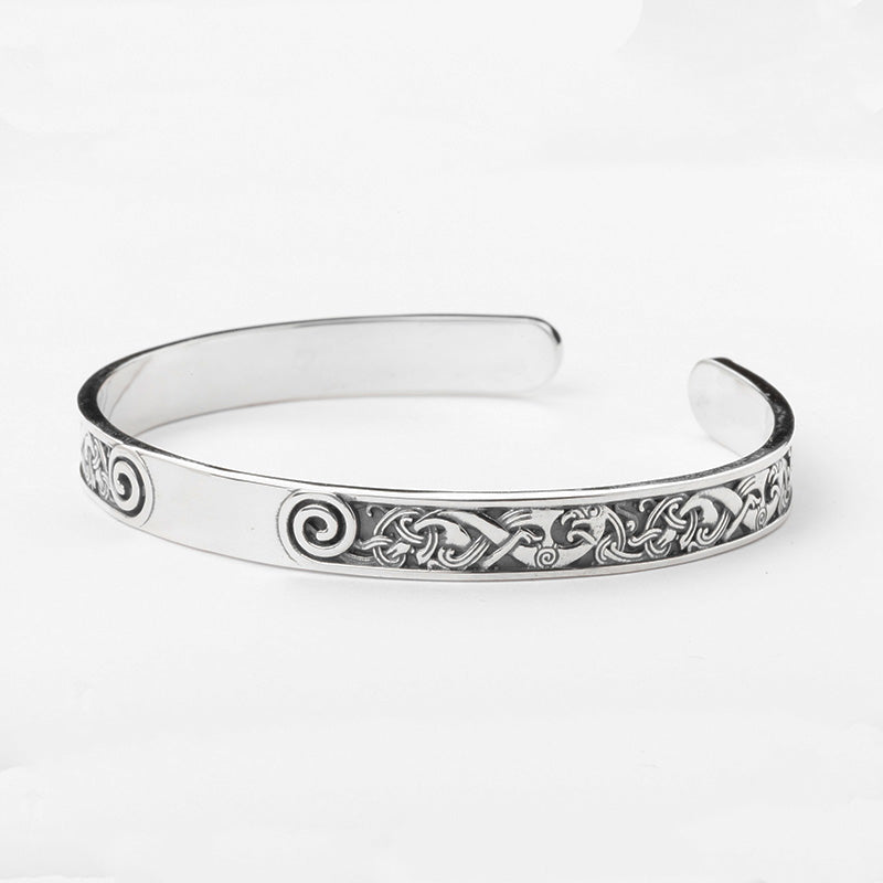 Handcrafted Mammen Art Arm Ring - Sterling Silver