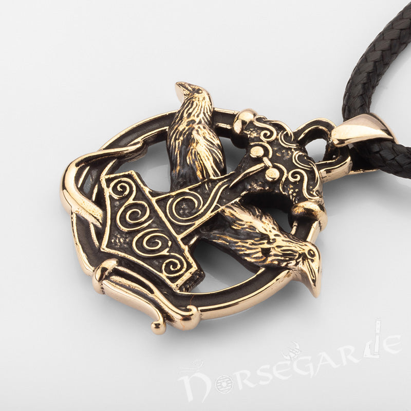 Handcrafted Perched Ravens Scania Mjölnir - Brass