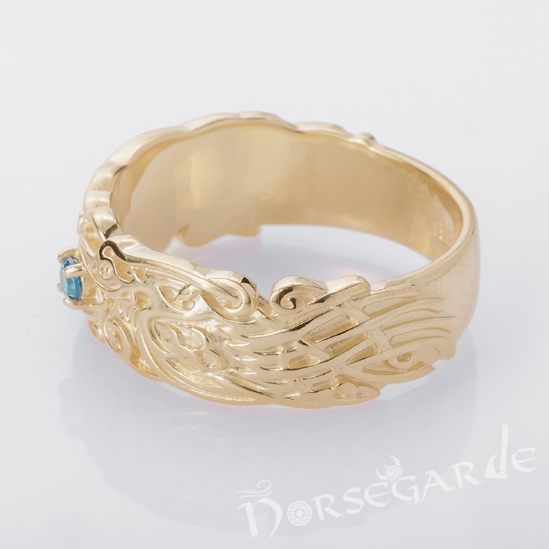 Handcrafted Odin's Ravens Gemmed Band - Gold with Sapphire