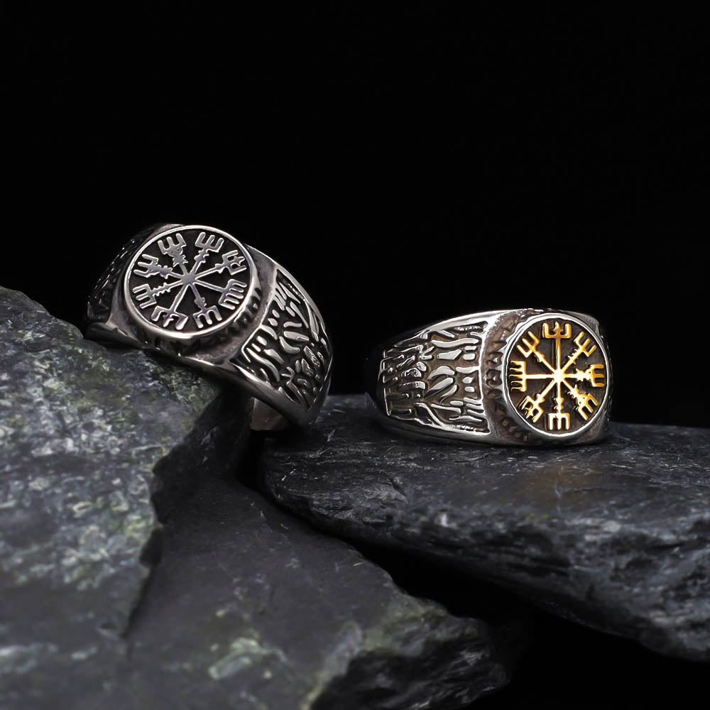 Vegvisir Runed Ring - Stainless Steel