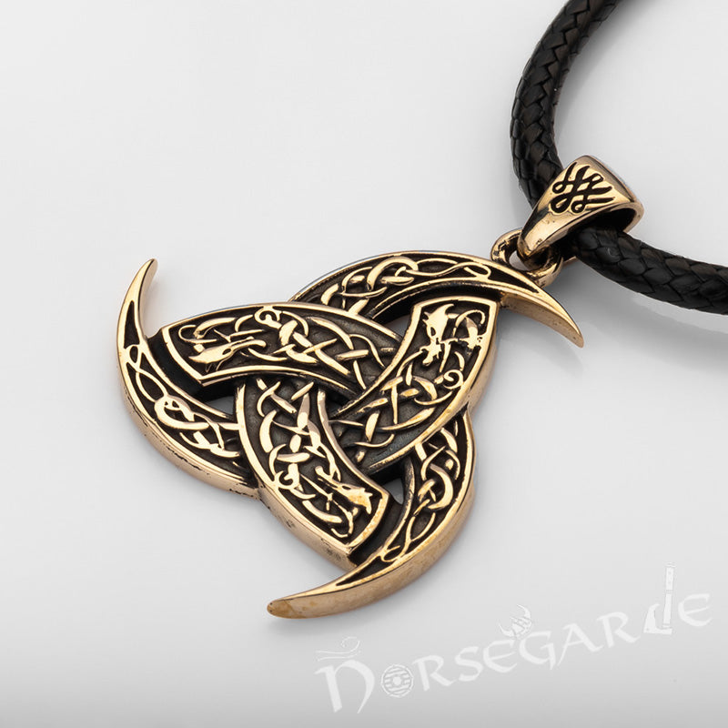 Handcrafted Horn Triskelion Pendant - Brass