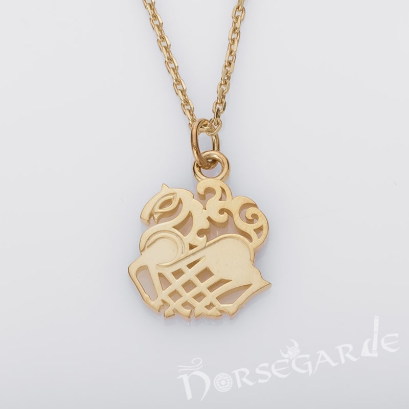Handcrafted Miniature Sleipnir Pendant - Gold