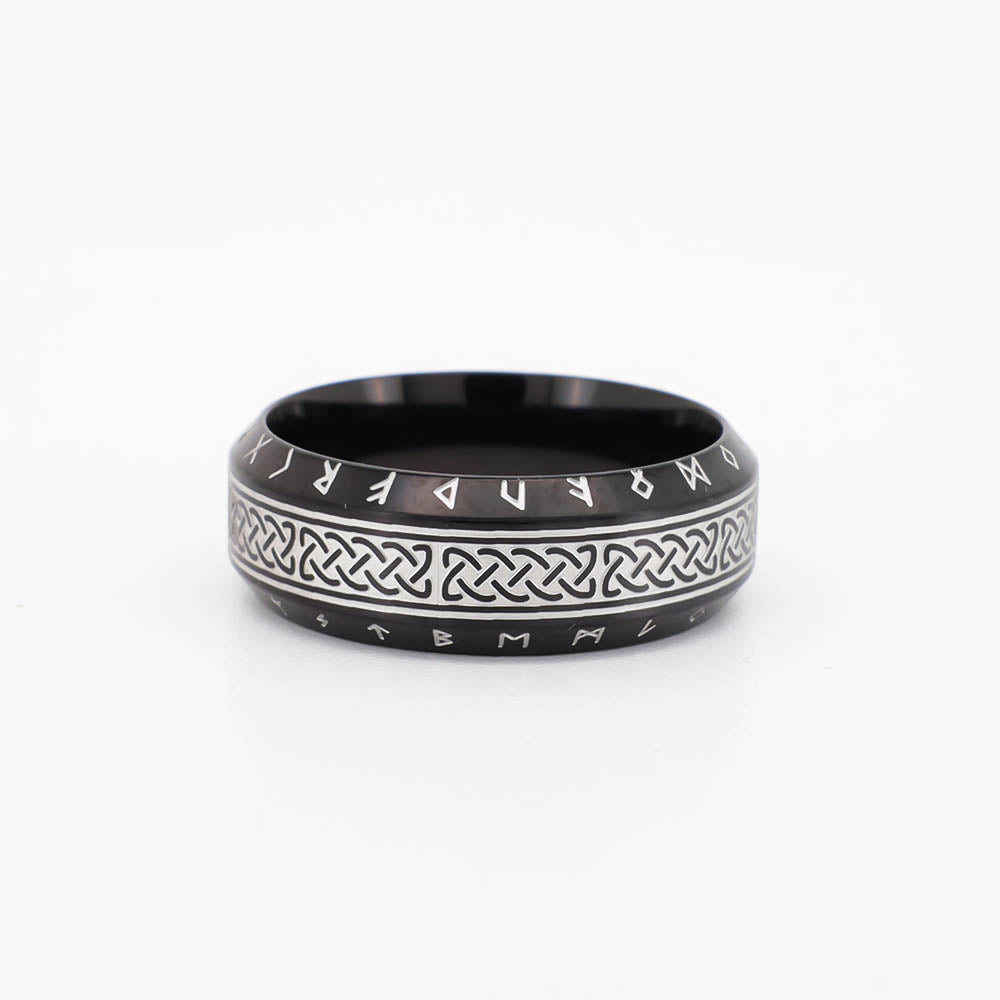 Celtic Ornament Runed Black Band - Stainless Steel