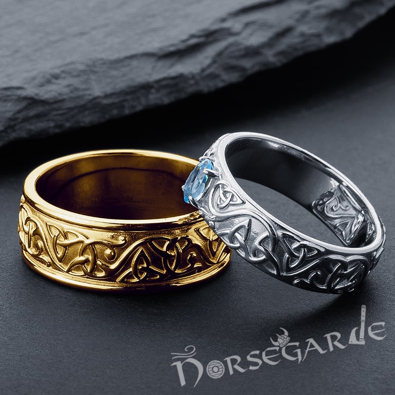 Handcrafted Celtic Carvings Band - Gold