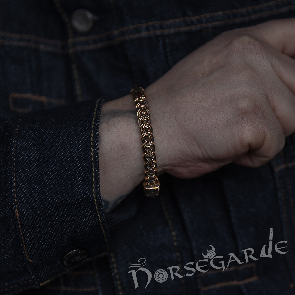 Handcrafted Celtic Raven Torc Bracelet - Brass