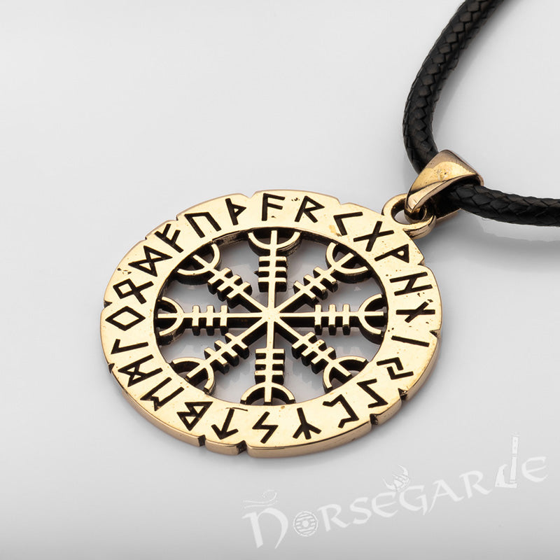 Handcrafted Runic Helm of Awe Amulet - Brass