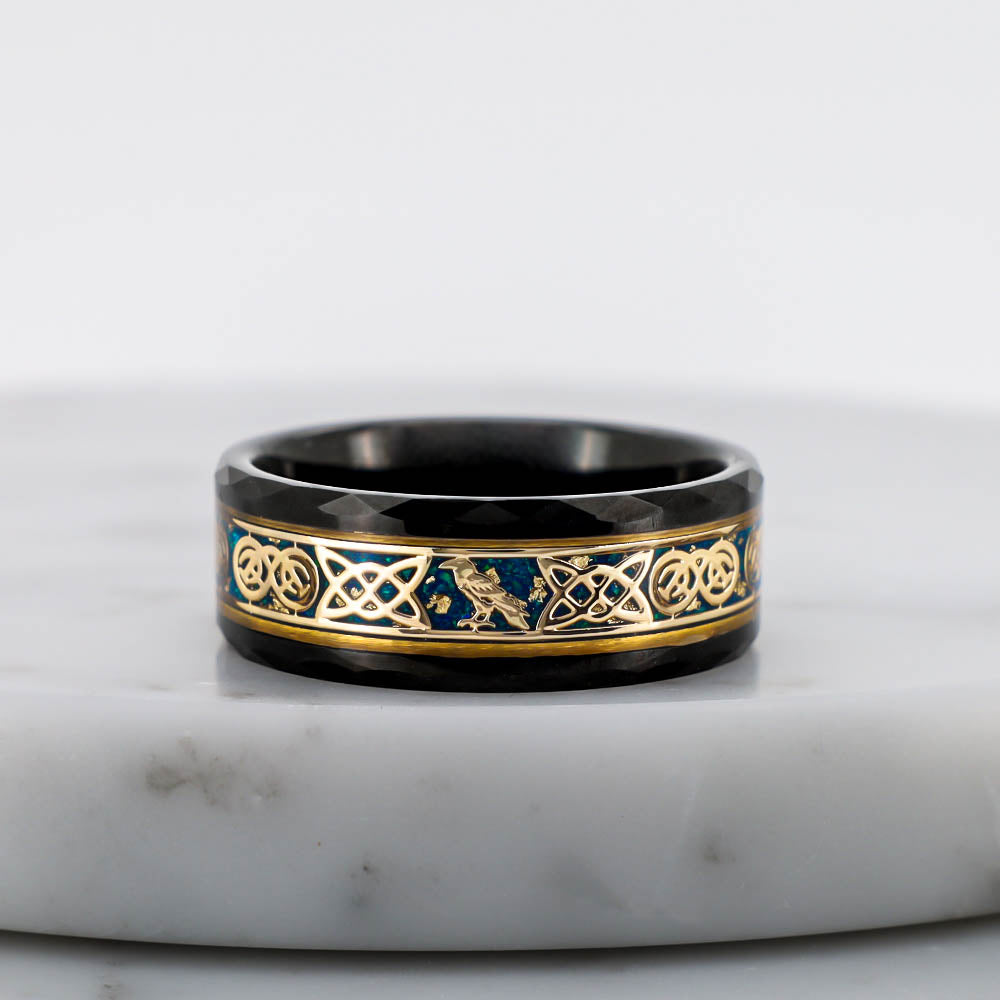 Odin's Ravens Ornamental Ring - Tungsten Carbide