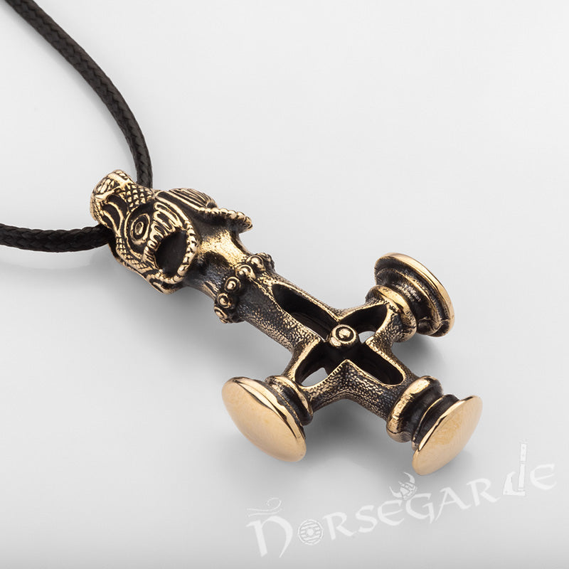 Handcrafted Icelandic Wolf Cross - Brass