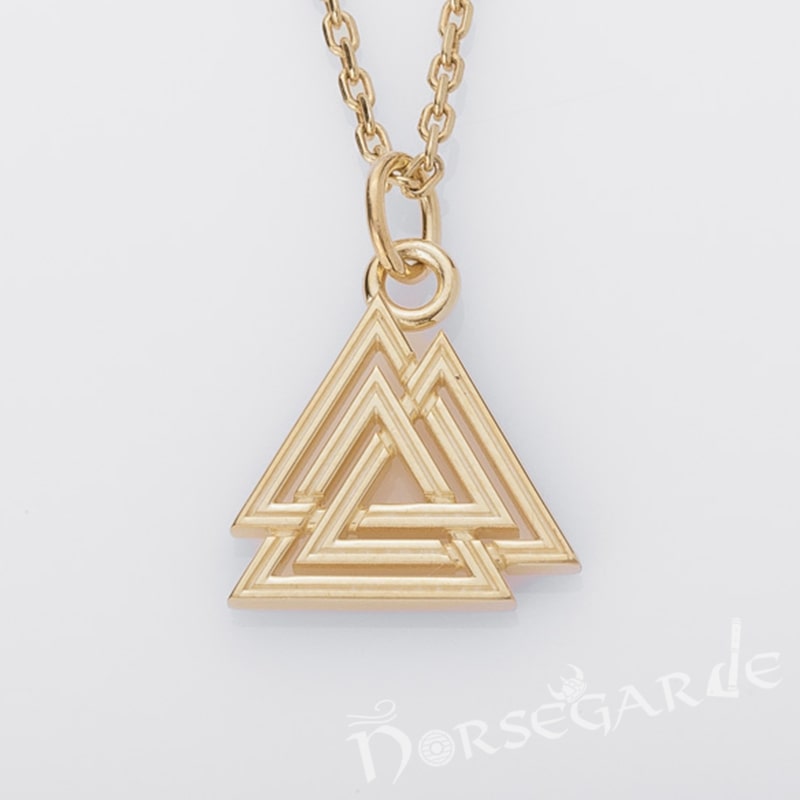 Handcrafted Miniature Valknut Pendant - Gold
