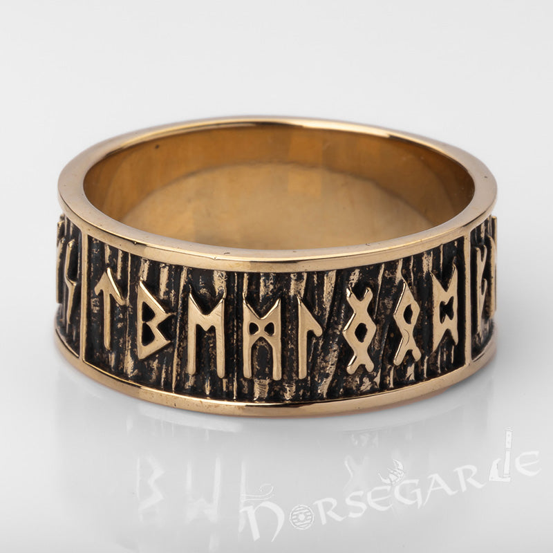 Handcrafted Elder Futhark Runic Band - Brass