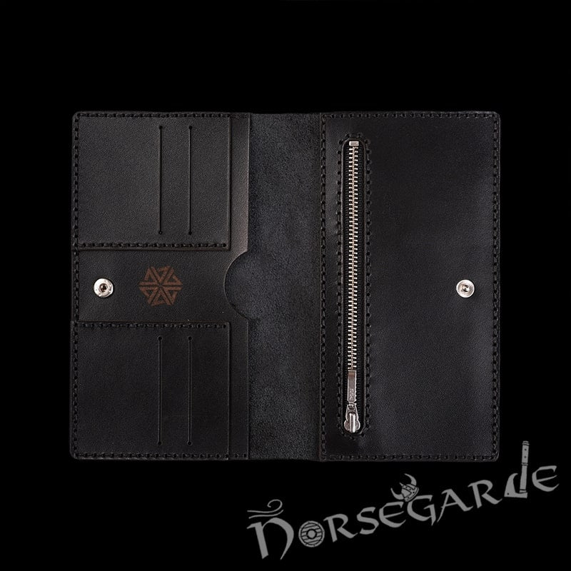 Handcrafted Leather Wallet 'Fehu' - Black