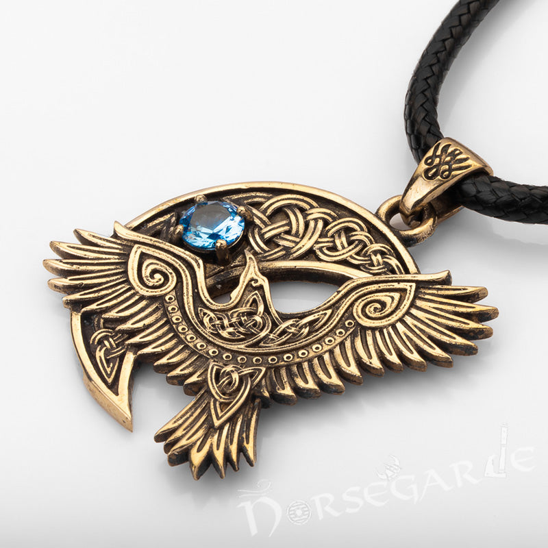 Handcrafted Raven and the Moon Pendant - Brass