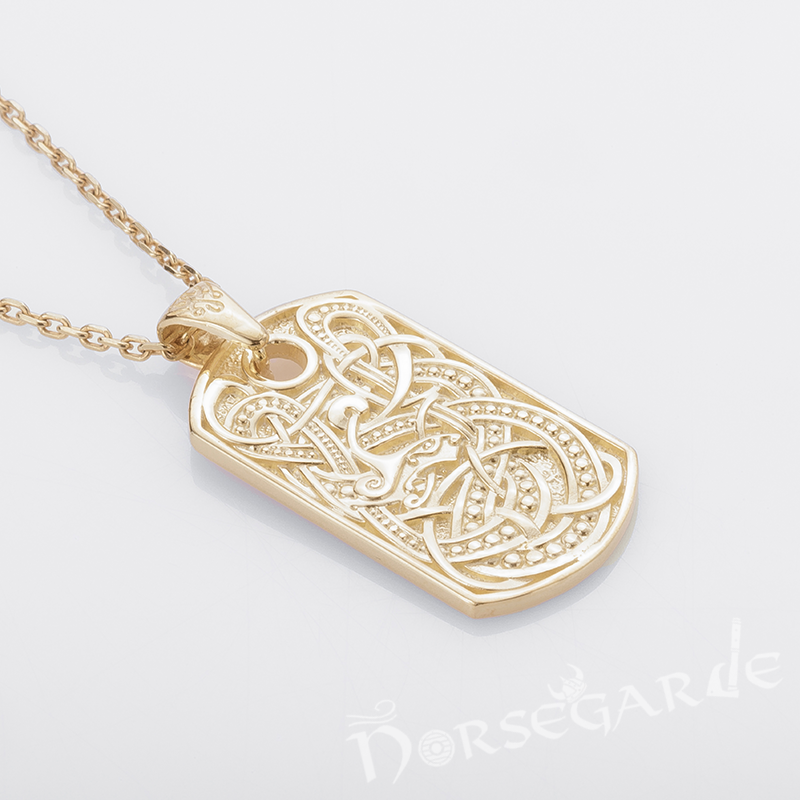 Handcrafted Urnes Ornament Pendant - Gold