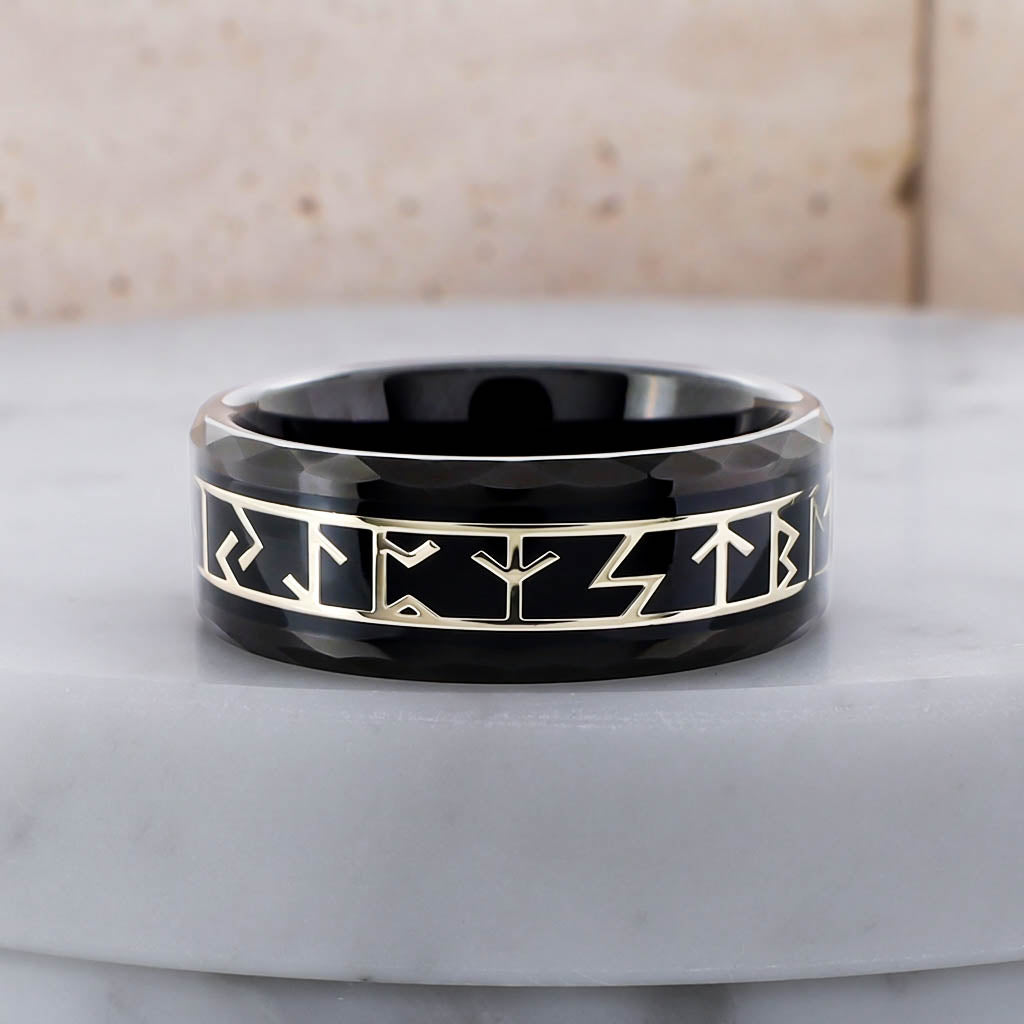 Runes of the Allfather Ring - Tungsten Carbide