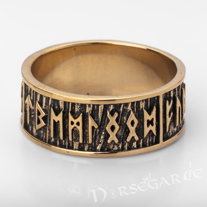 Handcrafted Elder Futhark Runic Band - Brass