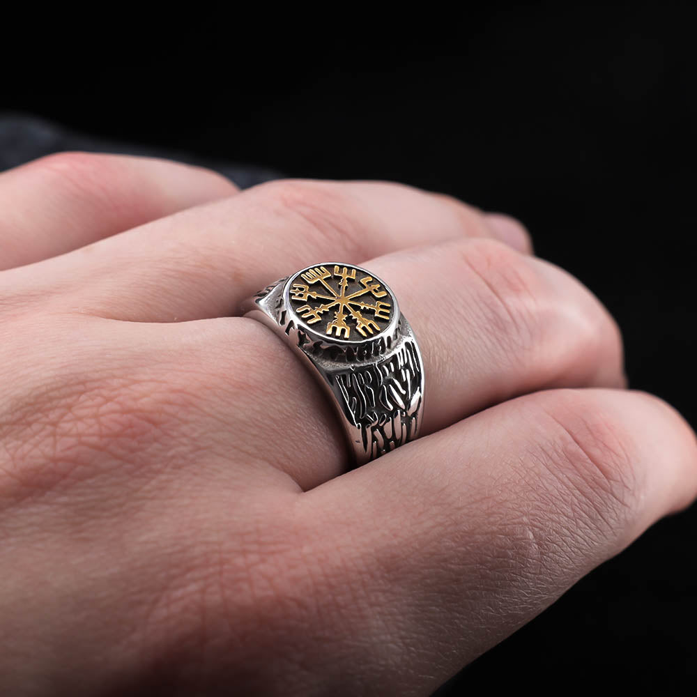 Vegvisir Runed Ring - Stainless Steel