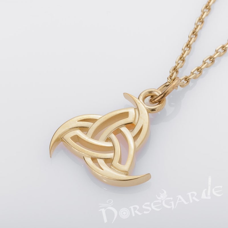 Handcrafted Miniature Horn Triskelion Pendant - Gold