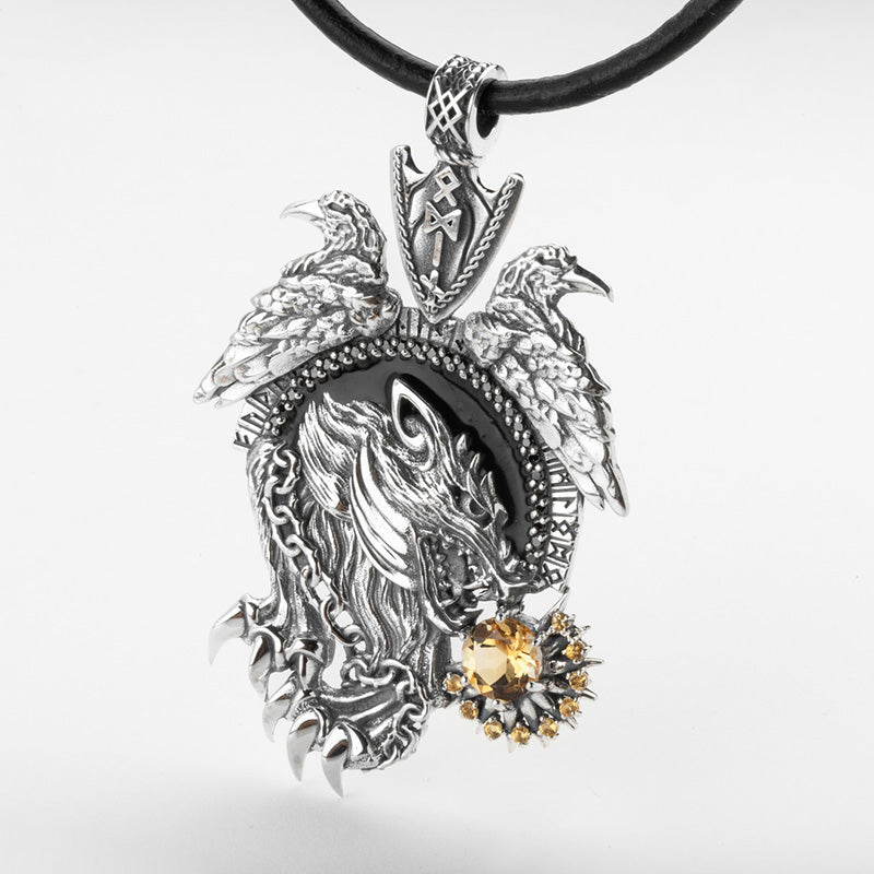 Handcrafted Fenrir the Sun Eater Pendant - Sterling Silver