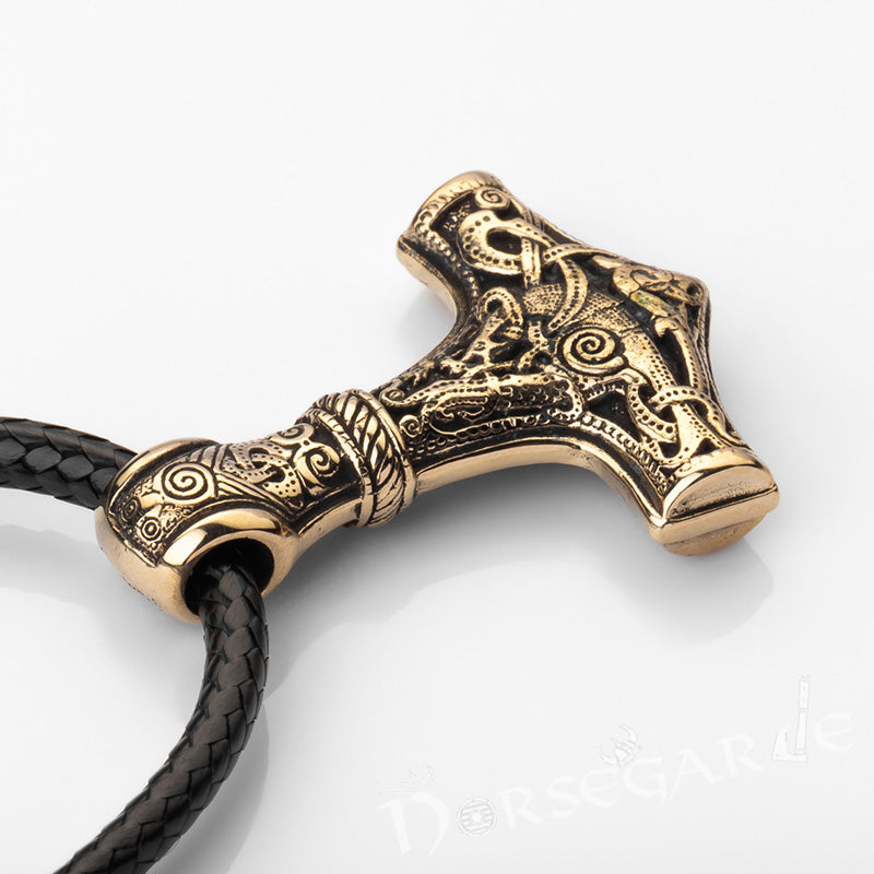 Handcrafted Mammen Engraved Small Mjölnir - Brass