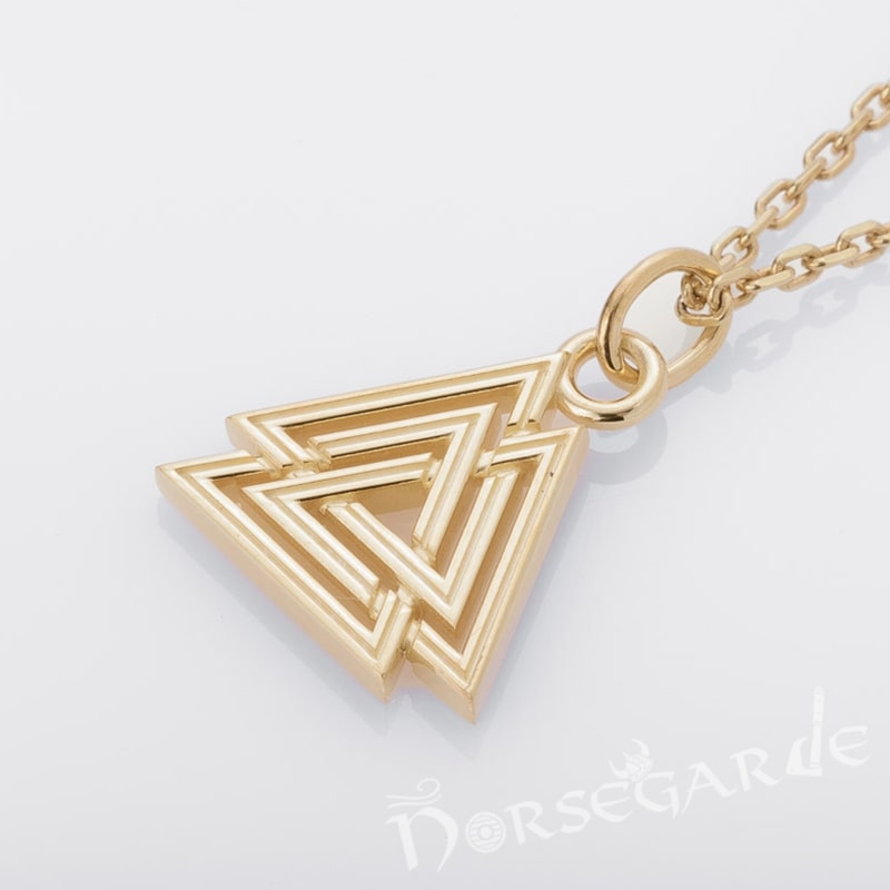 Handcrafted Miniature Valknut Pendant - Gold