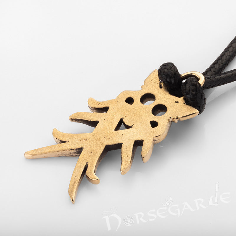 Handcrafted Wolf Totem Pendant - Brass