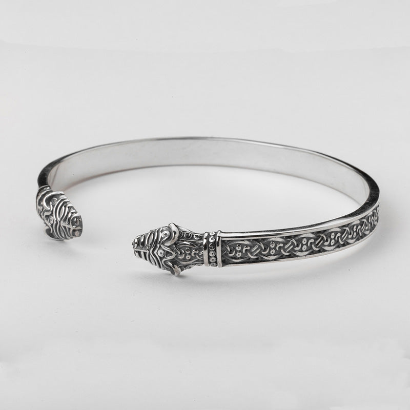 Handcrafted Norse Serpent Arm Ring - Sterling Silver