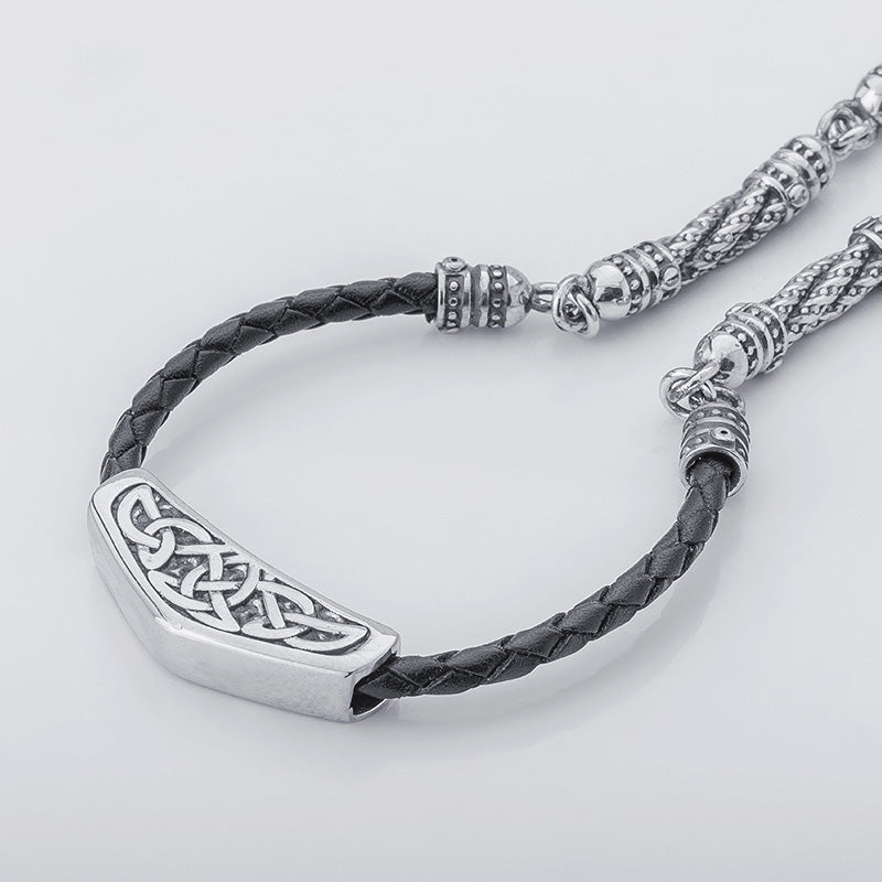 Handcrafted Nordic Treasures Leather Necklace - Sterling Silver