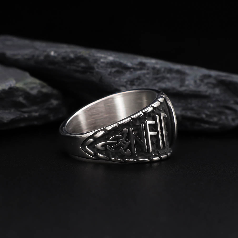 Vegvisir Elder Runes Signet Ring - Stainless Steel