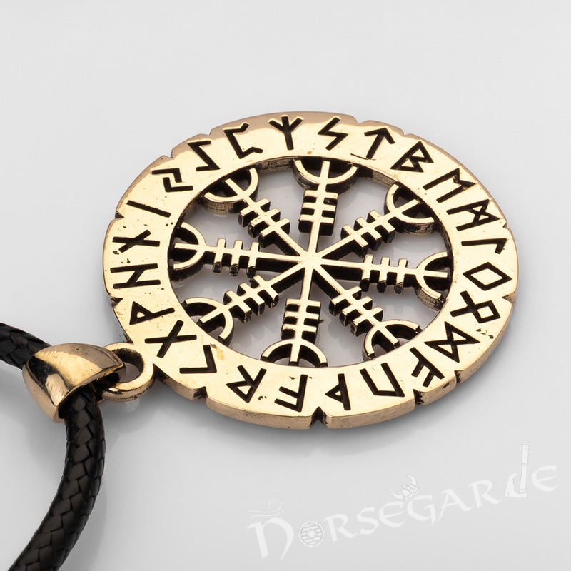Handcrafted Runic Helm of Awe Amulet - Brass
