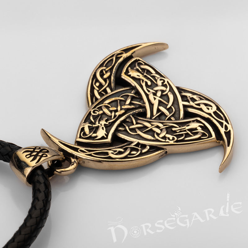 Handcrafted Horn Triskelion Pendant - Brass