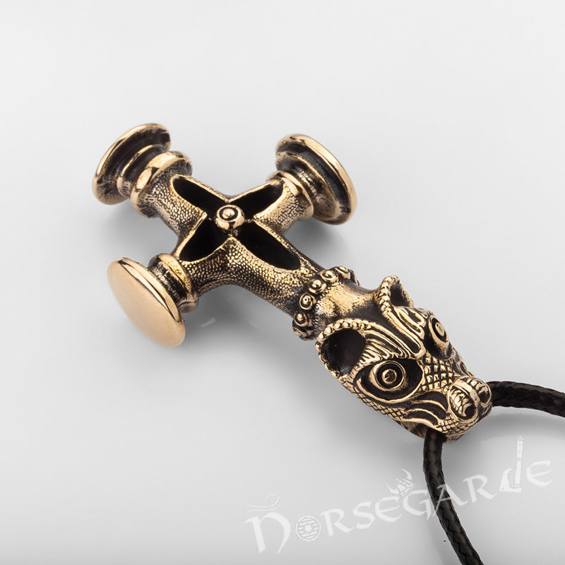 Handcrafted Icelandic Wolf Cross - Brass